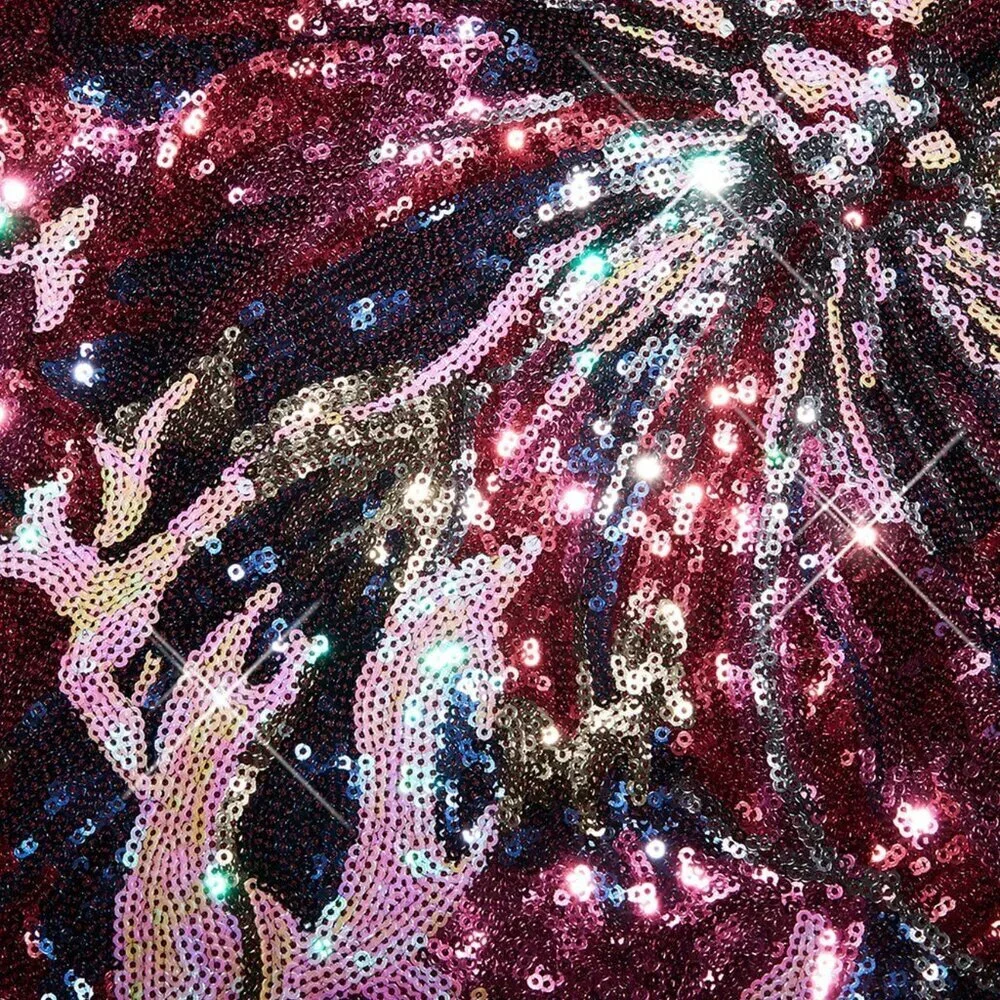 Burgundy Casual Women's Sequin Mini Skirt